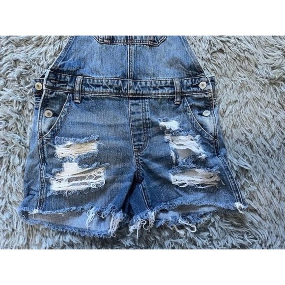 American Eagle Overall Jean Shorts Size XS Denim Short Jeans - Picture 2 of 7